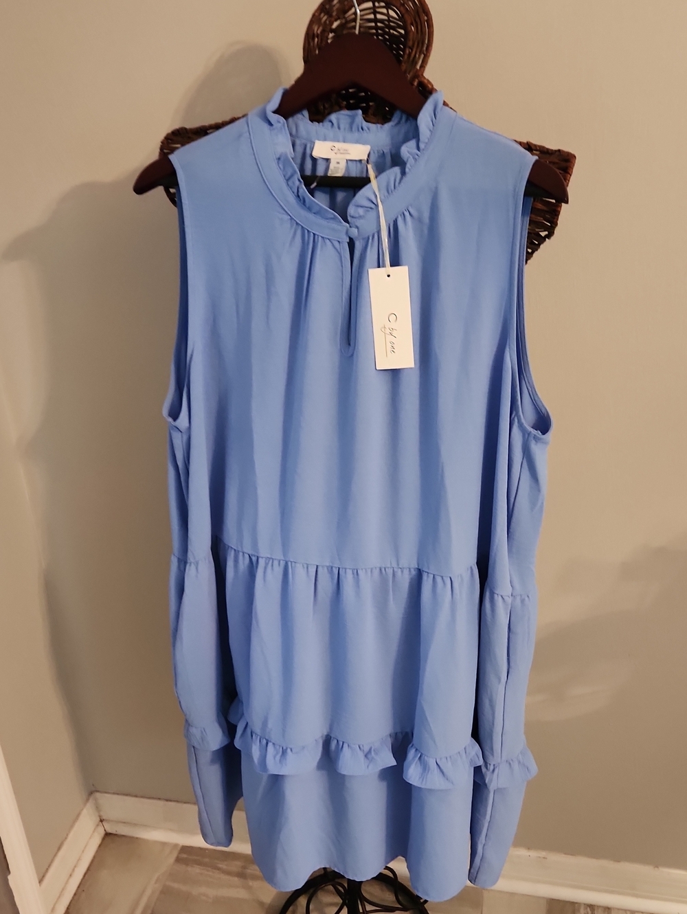 Sleeveless Ruffle Tiered DRESS - Light Blue